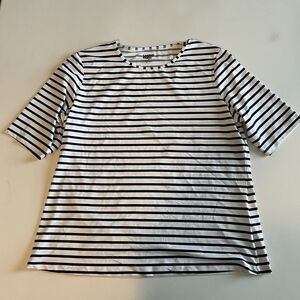 Lands’ End Women’s XL Sunshade UPF50 Elbow Sleeve Rash Guard Navy And White